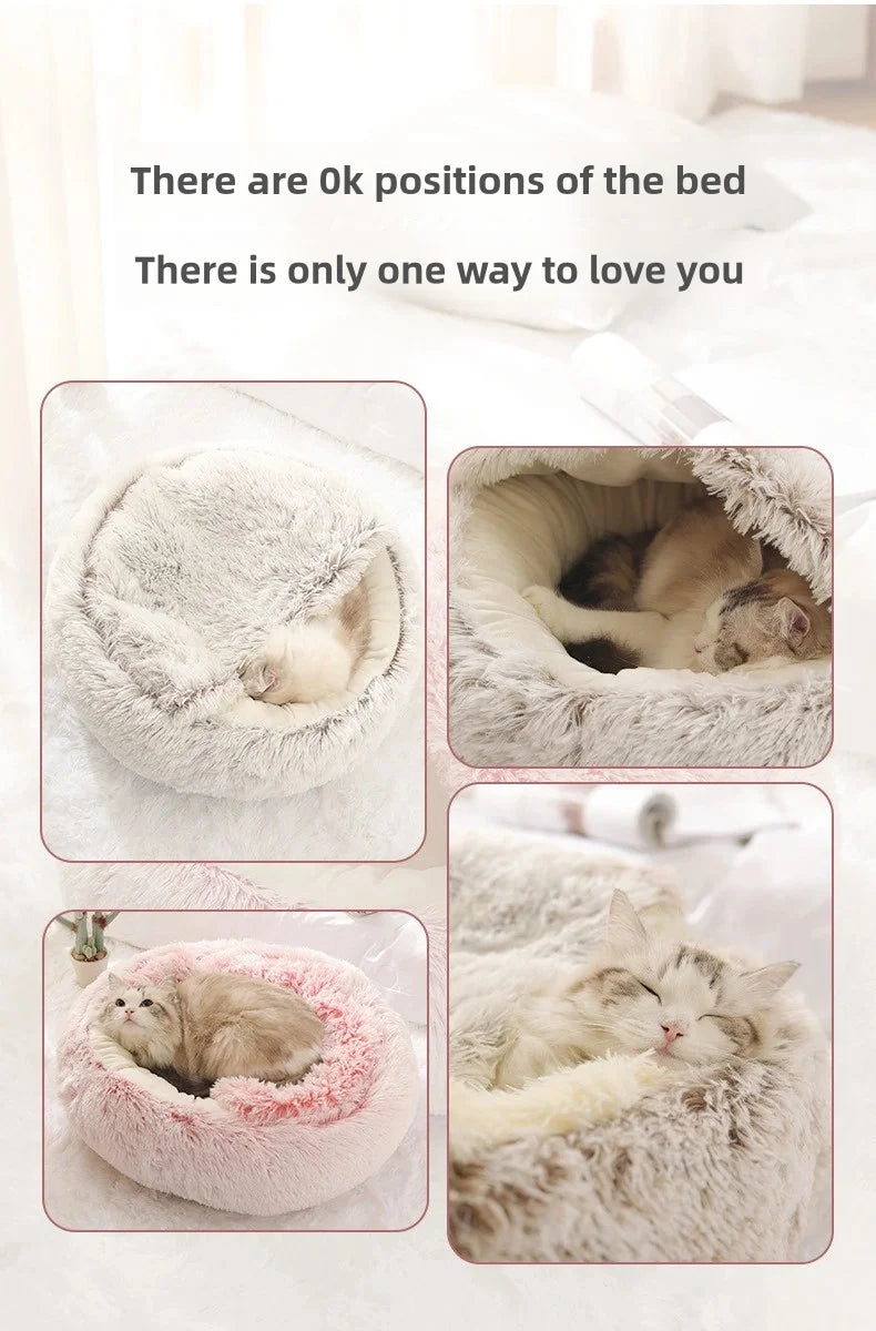 LEWENCN Autumn and Winter Soft Plush Pet Bed for Cats Warm Comforter Nest Shell