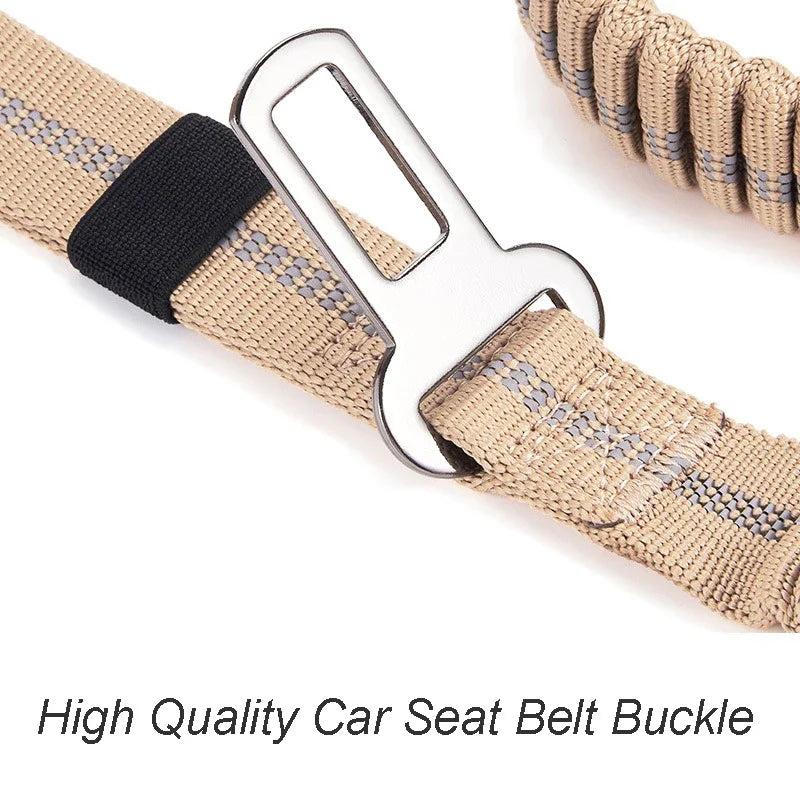 Reflective Shock Absorbing Heavy Duty Tactical Bungee Dog Leash with Car Seatbelt