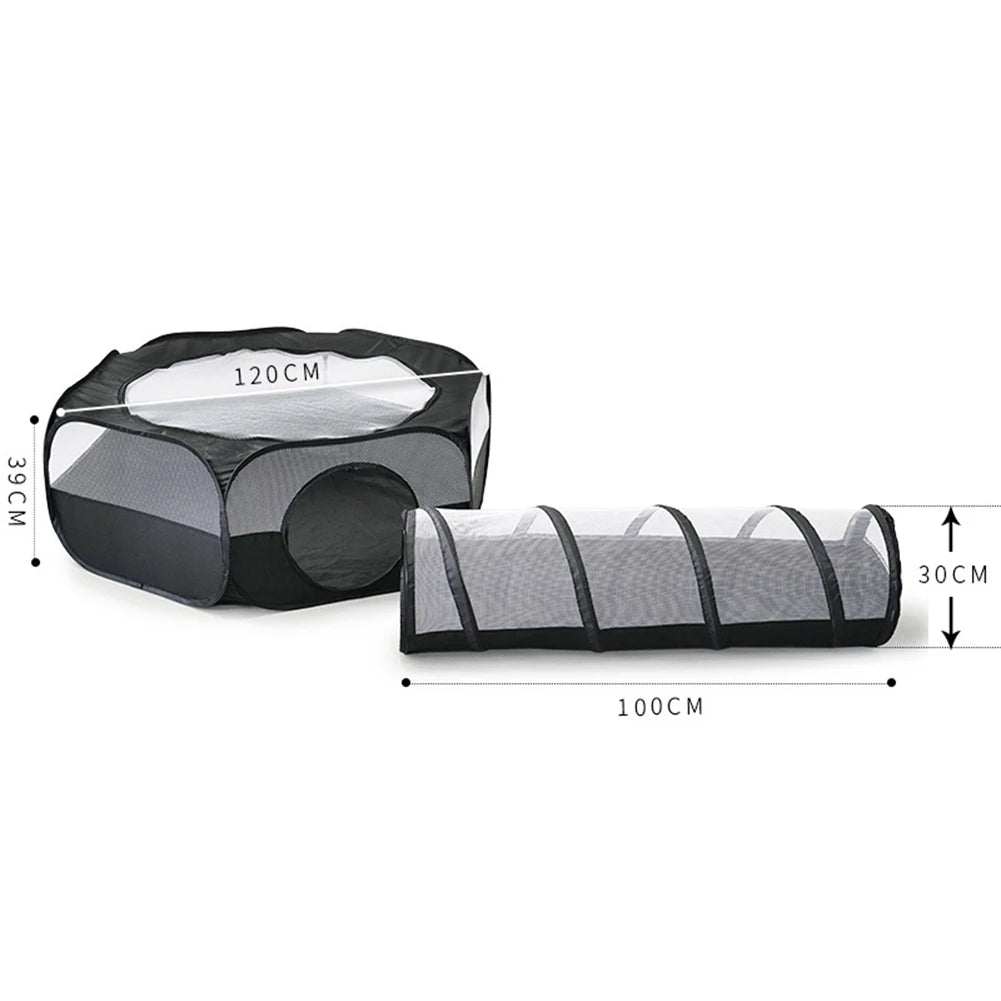 2 In 1 Foldable Cat Tunnel Rabbit Cage Multifunctional Pet Toy