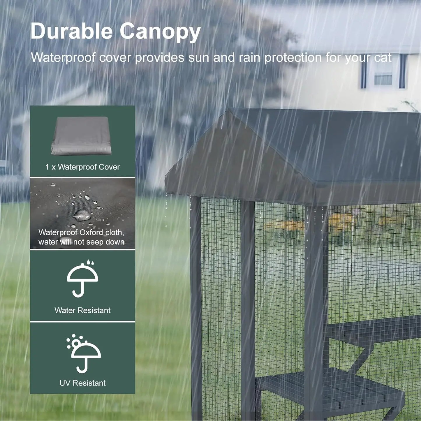 Large Catio Outdoor Cat Enclosure with Waterproof Cover and Roof