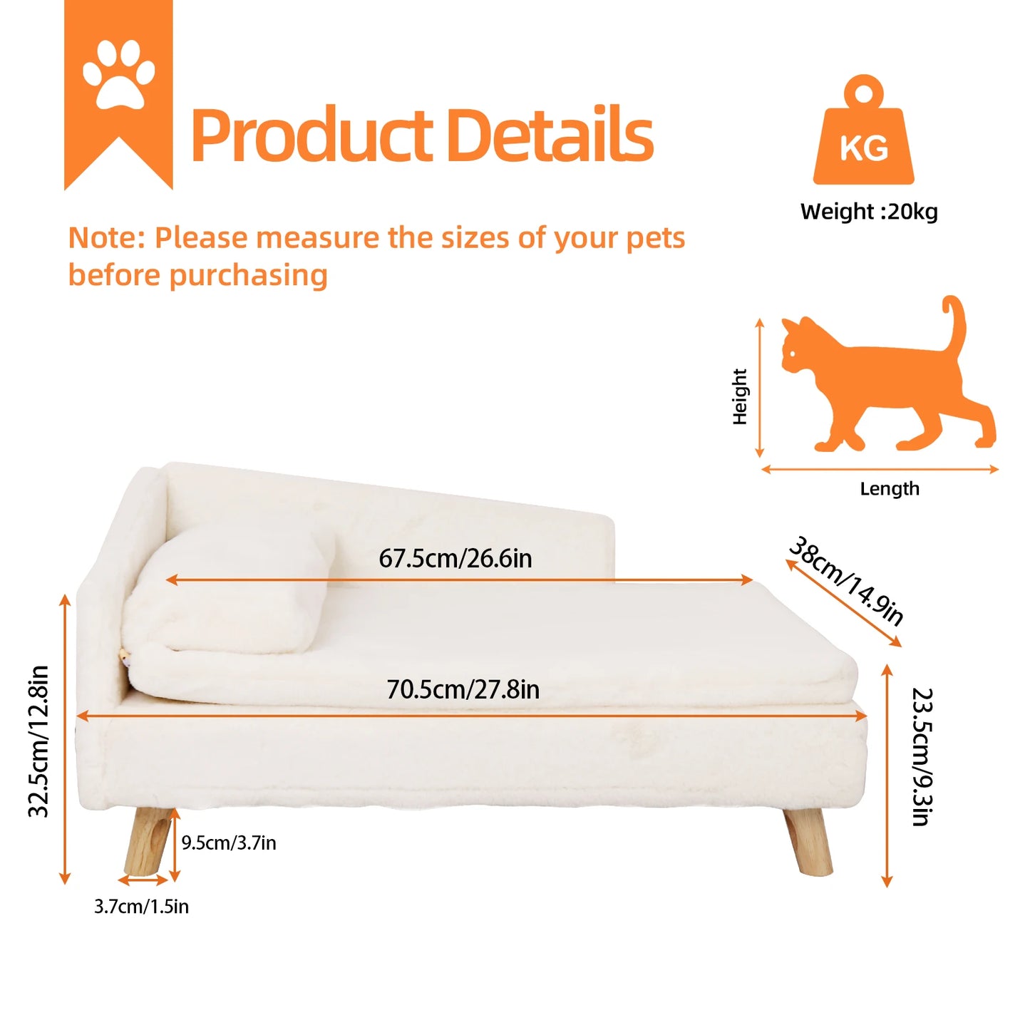 BINGOPAWCN Elevated Pet Bed Nordic Stool With Cozy Pad