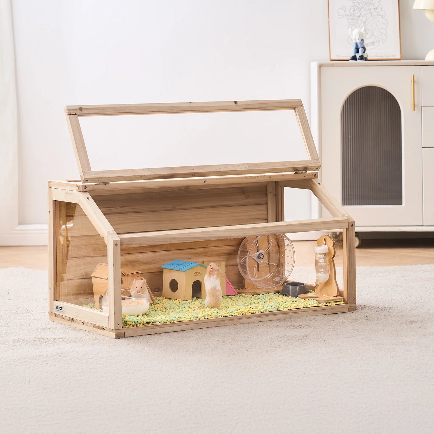 Wooden Hamster Cage Habitat Open Top Small Animal House
