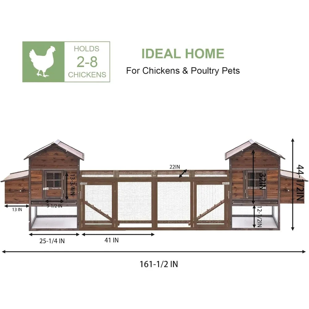 Wooden Chicken Coop Henhouse 2 to 8 Chickens