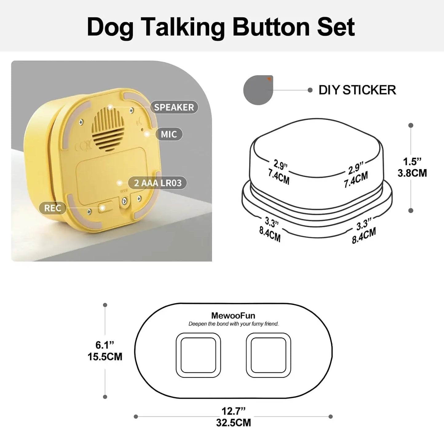 Mewoofun Interactive Voice Recording Dog Training Button Set