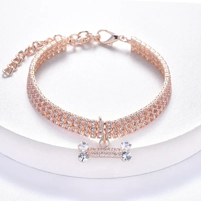 Zhejiang Adjustable Pet Collar Diamond Zircon Bone Pendant