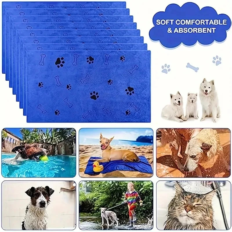 2pcs Soft Microfiber Dog Towels Quick Dry Absorbent Grooming