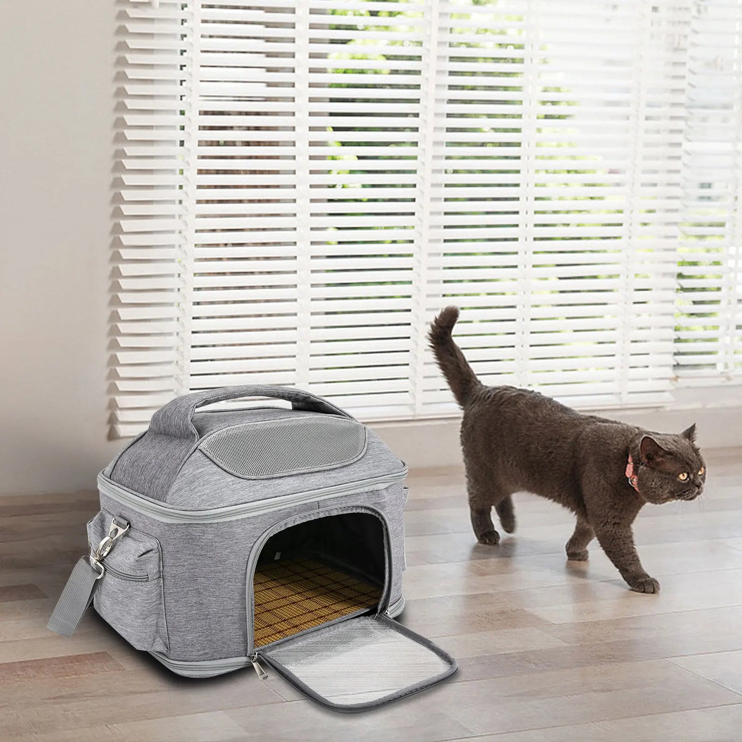 Cat Carrier Backpack Expandable Carrier with Breathable Mesh and Storage Pocket
