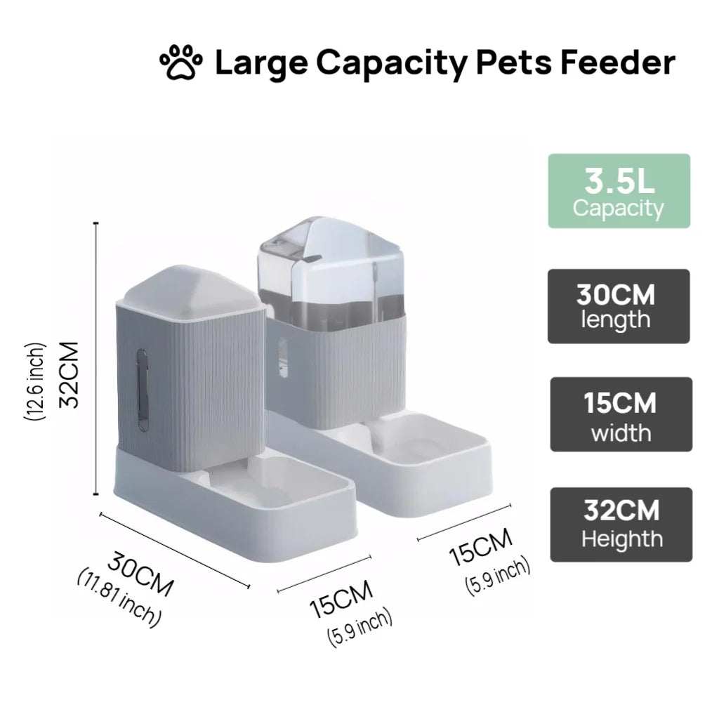 3.5L Automatic Dog Cat Feeder And Water Dispenser Set