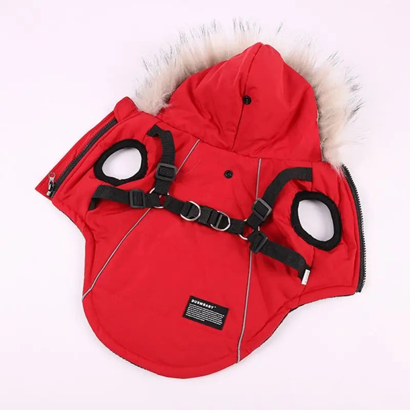 Winter Pet Dog Jacket With Harness Warm Waterproof Hooded Coat For Small And Medium Dogs Chihuahua French Bulldog Outfit