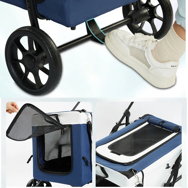 Large Space Breathable Pet Stroller for Medium Dogs 20kg Capacity