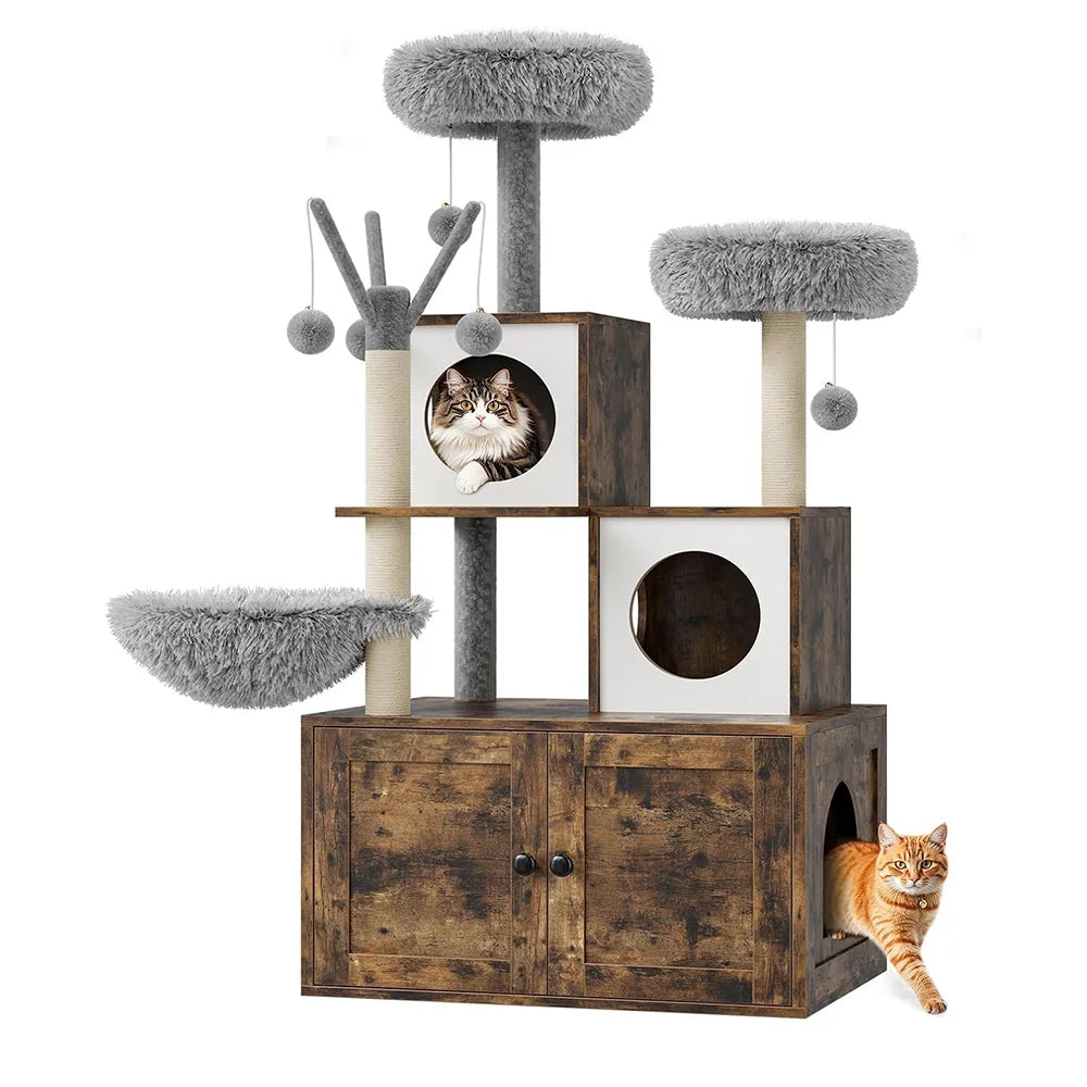 Friendly Finds Cat Tree Litter Box Enclosure 3 In 1