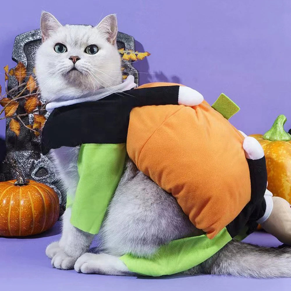 Funny Pet Cosplay Costume Small Medium Dog Leotard Coat Halloween Christmas Pumpkin Cat Clothing